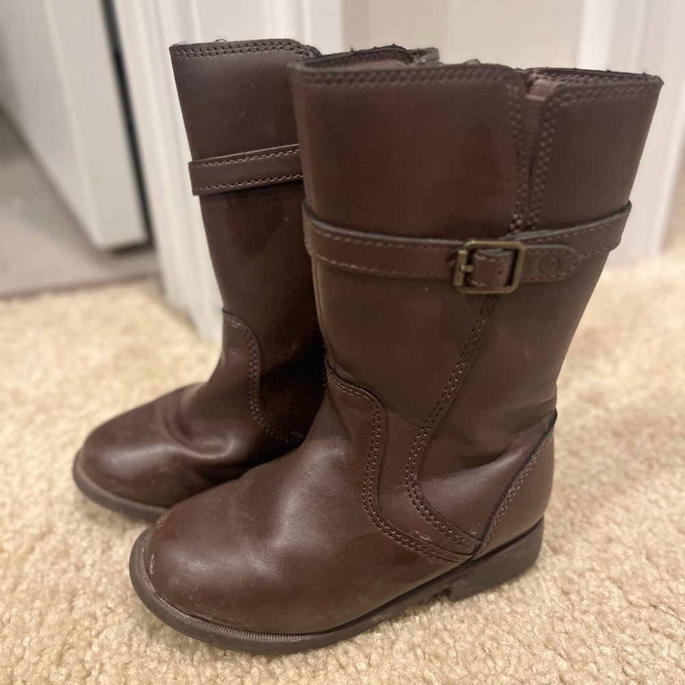 Stride Rite Toddler Girls Classic Brown Leather Mid-Calf Boots